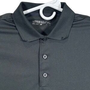 Nike Golf Dri-FIT Polo Shirt Black Short Sleeve Men's Large Preppy